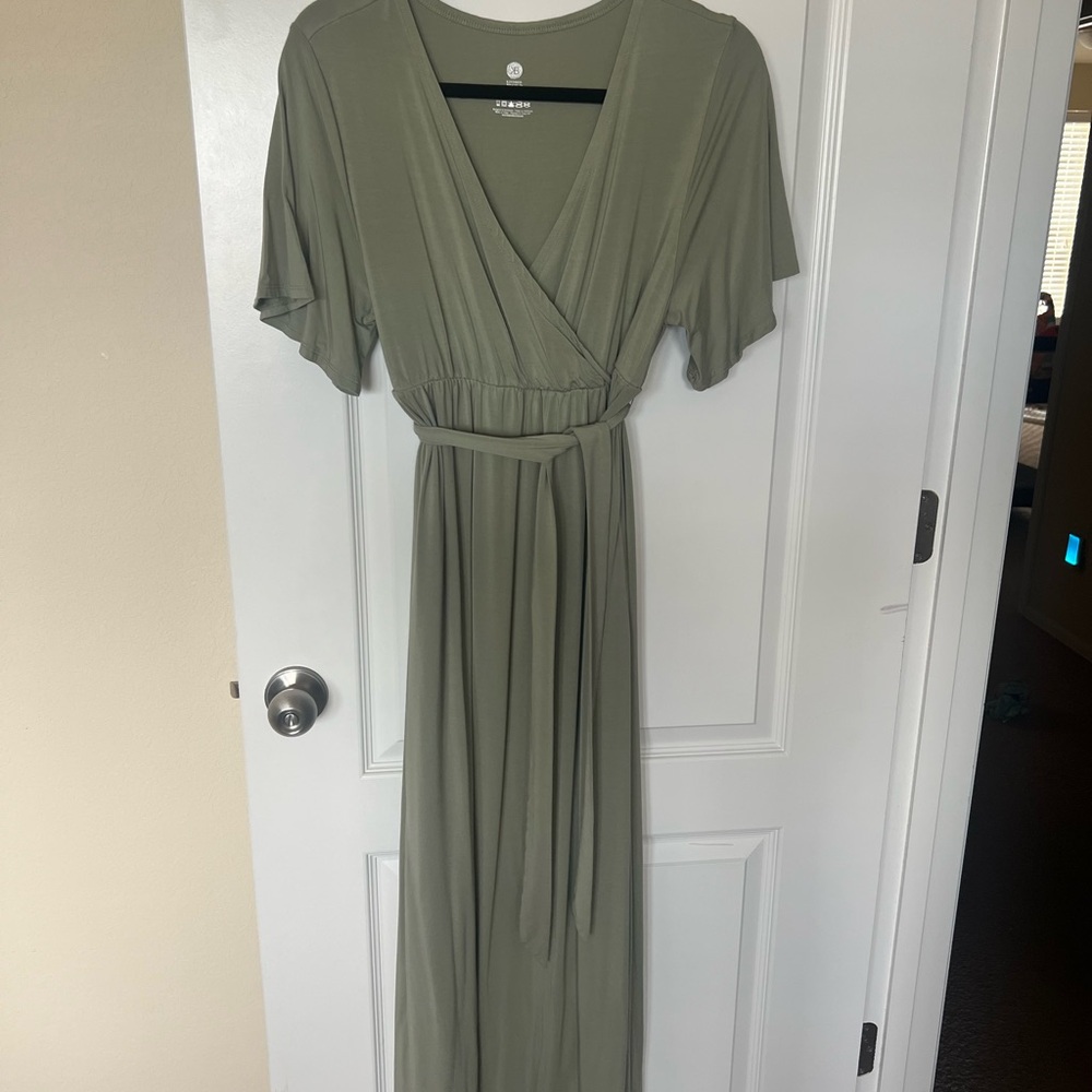 Kindred Bravely Sage Green Maxi Dress with Flutter Sleeves
